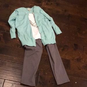 EUC LOFT turquoise pintuck cardigan!